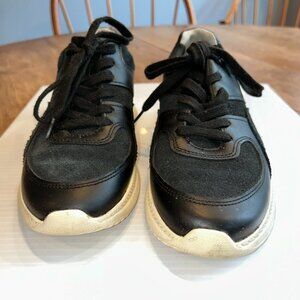 Everlane Black Leather & Suede Sneakers, laces, Size 7